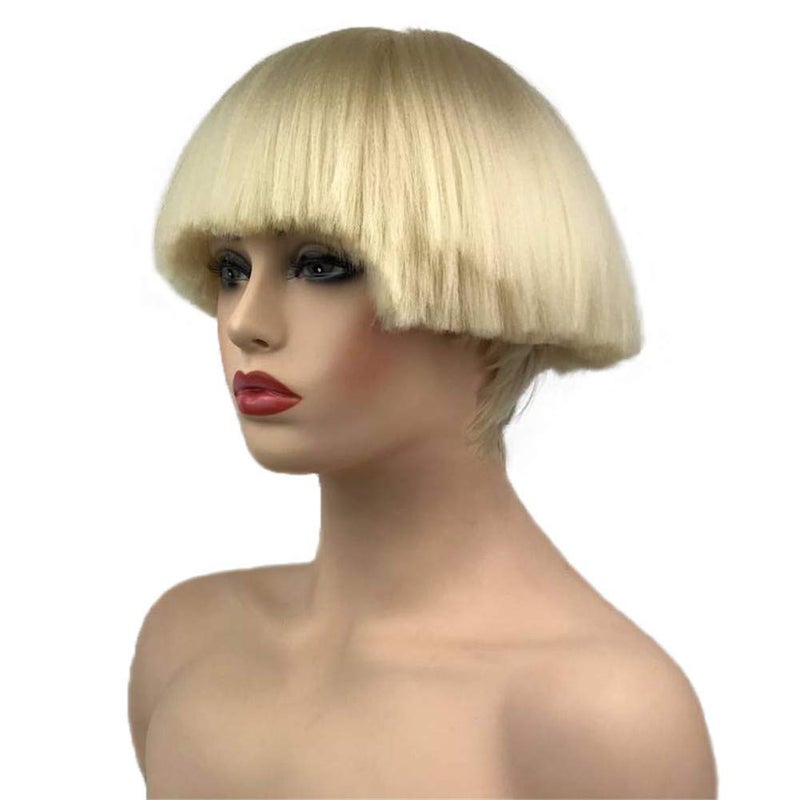 Aimole Short Yaki Straight Synthetic Wigs Blonde Mushroom Head Wig Bowl haircut Wigs Bob - Image 3